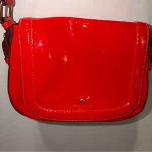 Kate Spade New York Piper Patent Leather Red Shoulder Bag Adjustable Strap